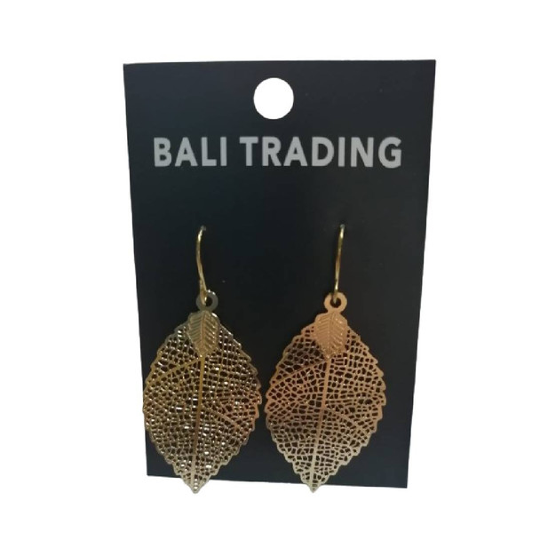 Earring - Goldplated Delicate Leaf Drop