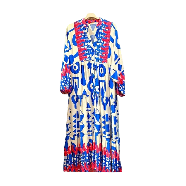 Grecian Style Amelia Dress - Blue/Pink