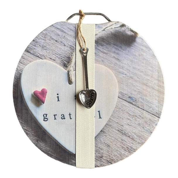 Round Bamboo Bread Board - Grateful