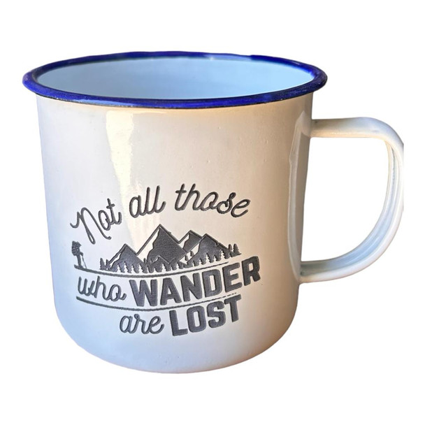 Engraved Enamel Mug - Not All Who Wander