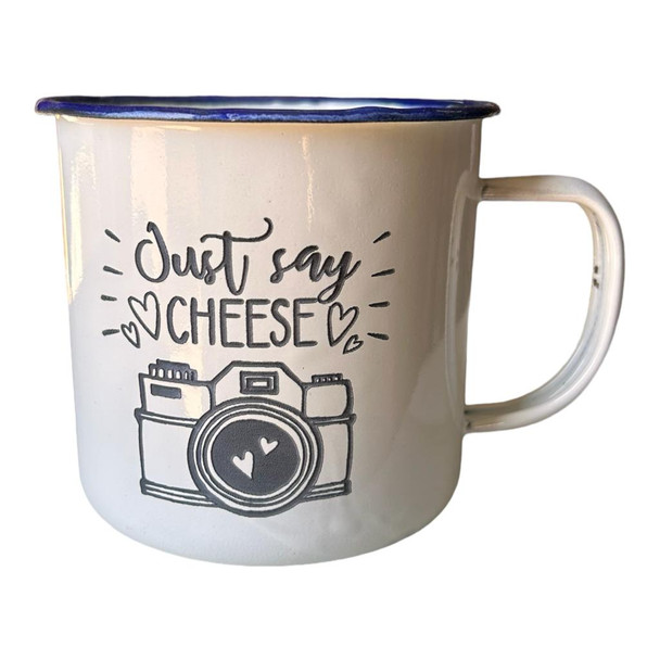 Engraved Enamel Mug - Just Say Cheese