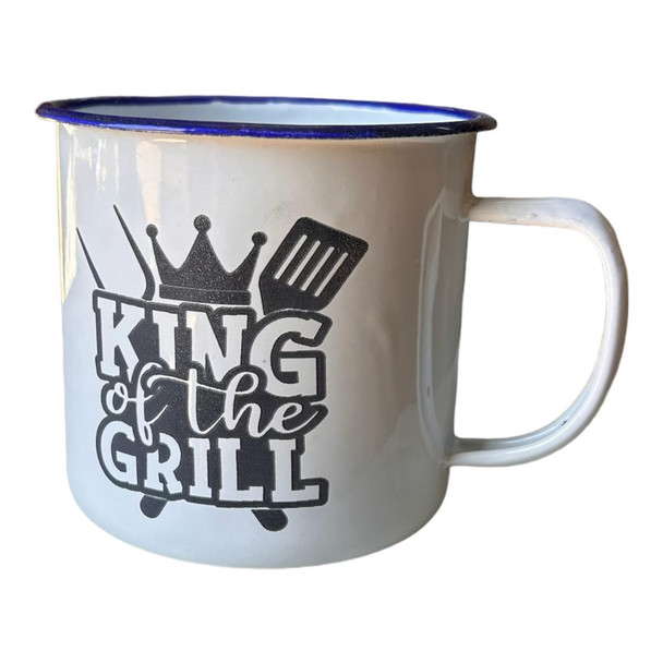 Engraved Enamel Mug - King of The Grill