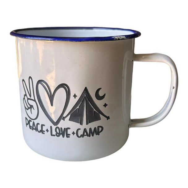 Engraved Enamel Mug - Peace Love Camp