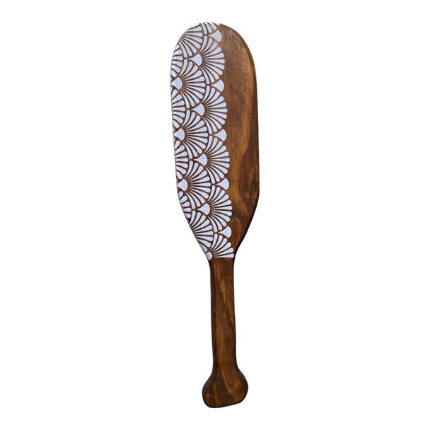 White Flower Pattern Wooden Paddle