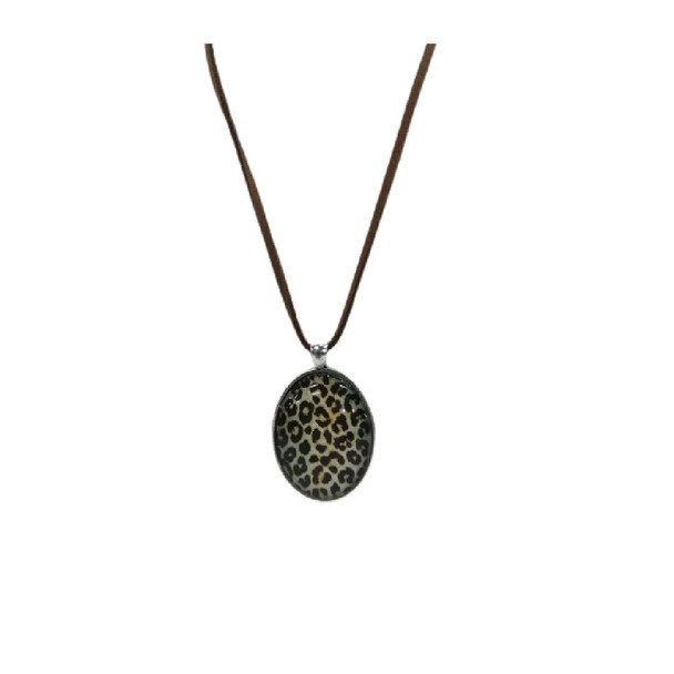 Necklace Large - Oval Leopard Print