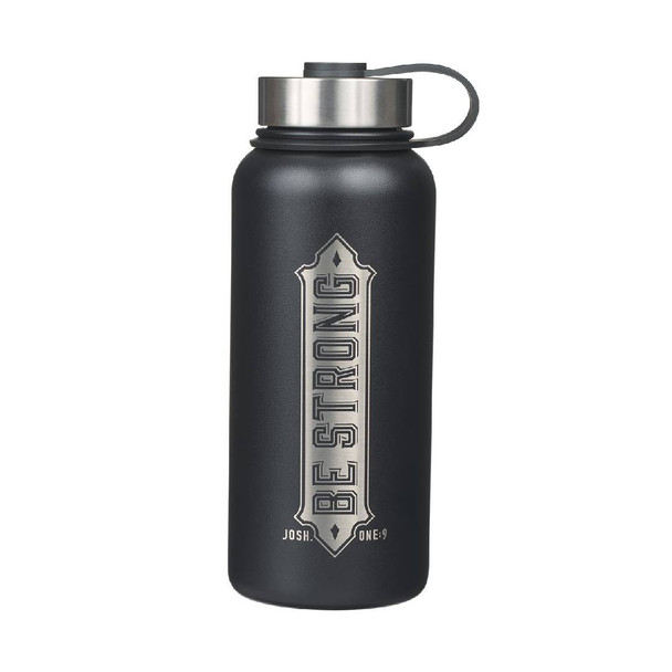 Stainless Steel Water Bottle - Be Strong (Black)