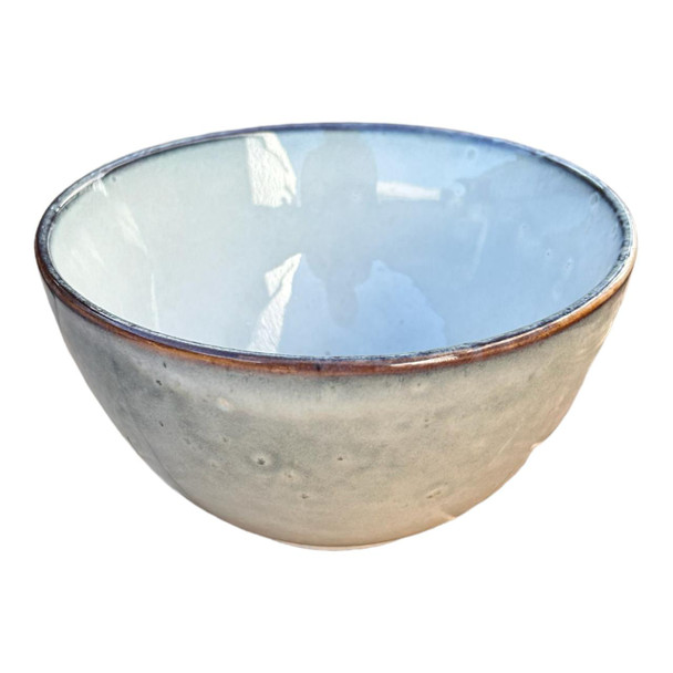 Ceramic Bowl - Grey, Cloudy, White Speckle