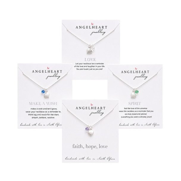 Sideways Heart on Silver Chain with Swarovski Crystal