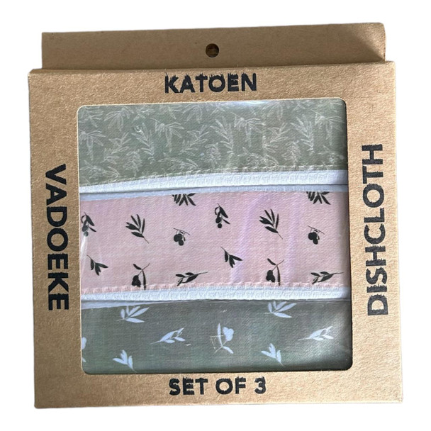 Dishcloth Box - Olive leaves blush