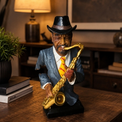 Grey Jacket Gentleman Playing Saxophone 24.5cm
