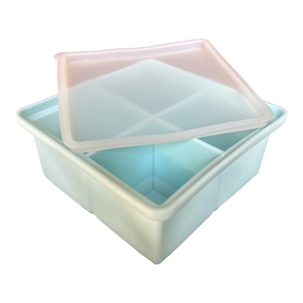 Blue 4 Cube Silicone Ice Tray - Large Cube