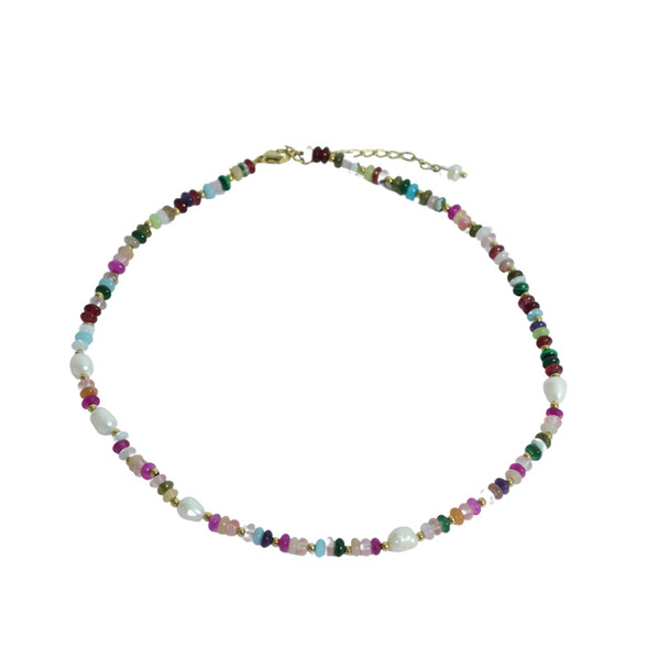 Necklace - Pearls, Assorted Colourful Diamond Beads