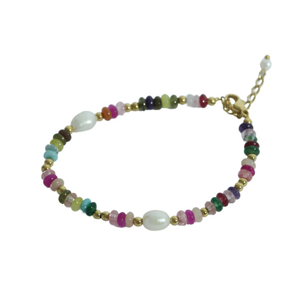 Bracelet - Pearls, Assorted Colourful Diamond Beads