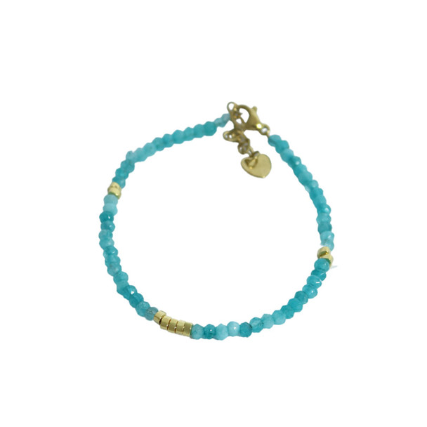 Bracelet - Sky Blue And Gold Beads