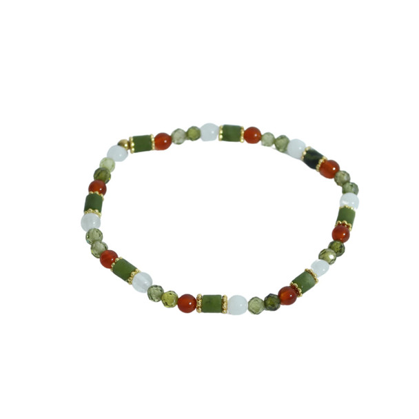 Bracelet - Shades of Autumn Beads, Gold Rings