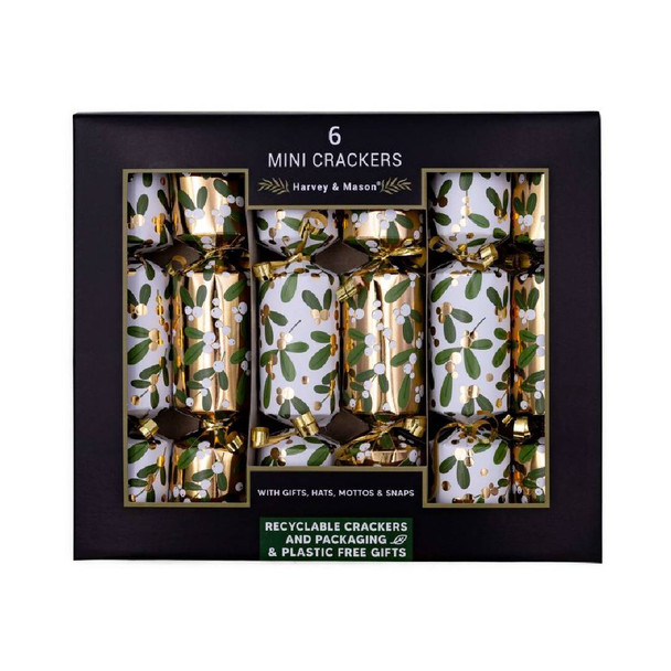 Harvey & Mason  Mini Crackers / Mistletoe / Box of 6