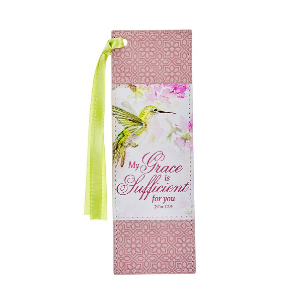 My Grace is Sufficient Pink Faux Leather Bookmark