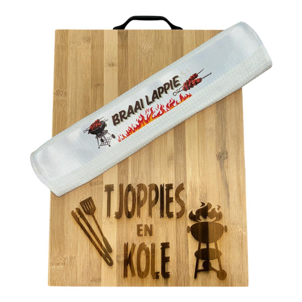 Tjoppies Bamboo Cutting Board and Dishcloth