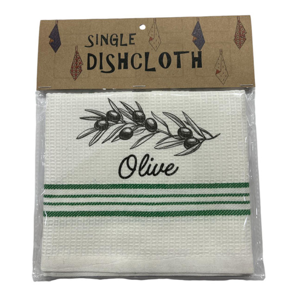 Single Printed Dishcloth - Olive
