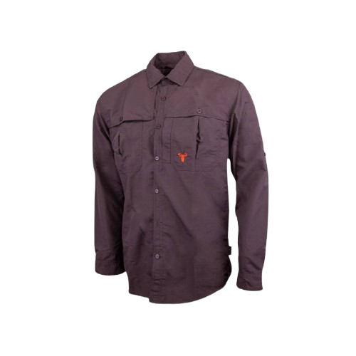 Men's Casual Quick Dry Long Sleeve Fish Shirt / Charcoal