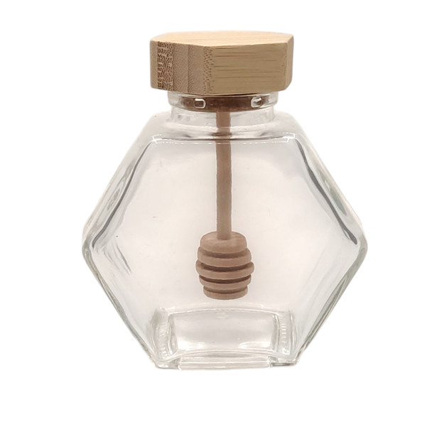 Glass Honey Pot 220ml Wooden Lid And Spoon