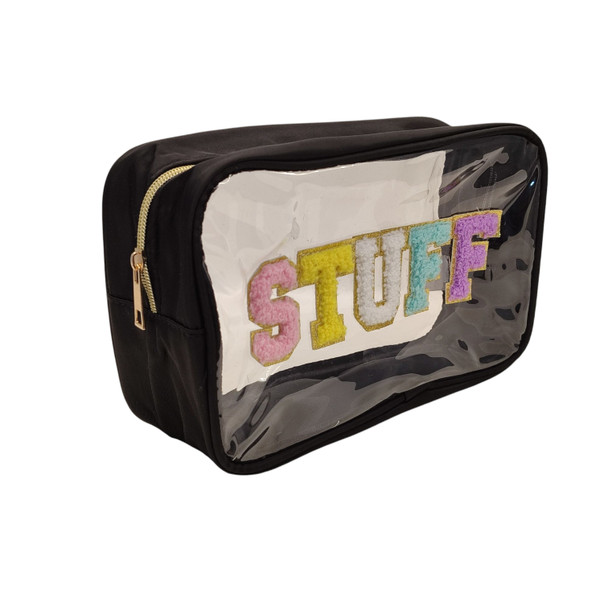 Stuff Black PVC Makeup Pouch