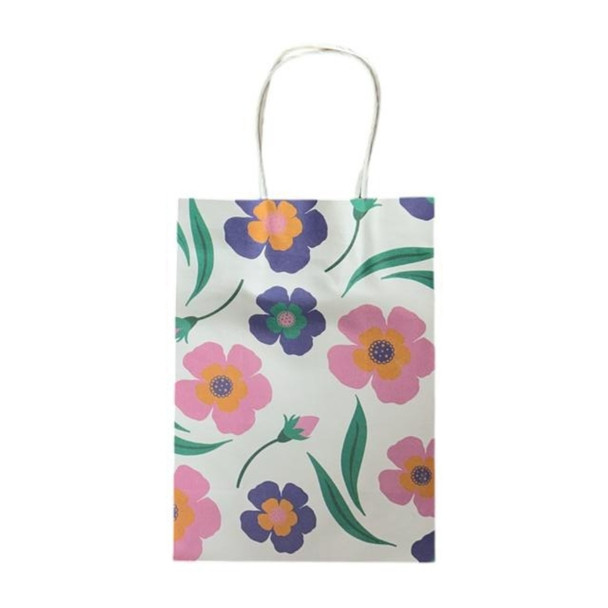 Flowers Leaves White Medium Giftbag