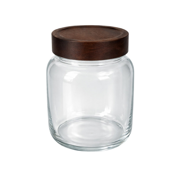Glass 15cmh Dark Brown Lid Jar
