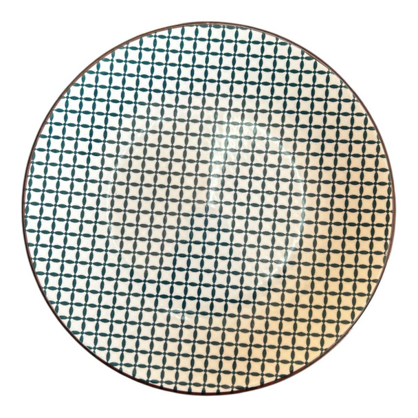 Ceramic Side Plate - Green Grids