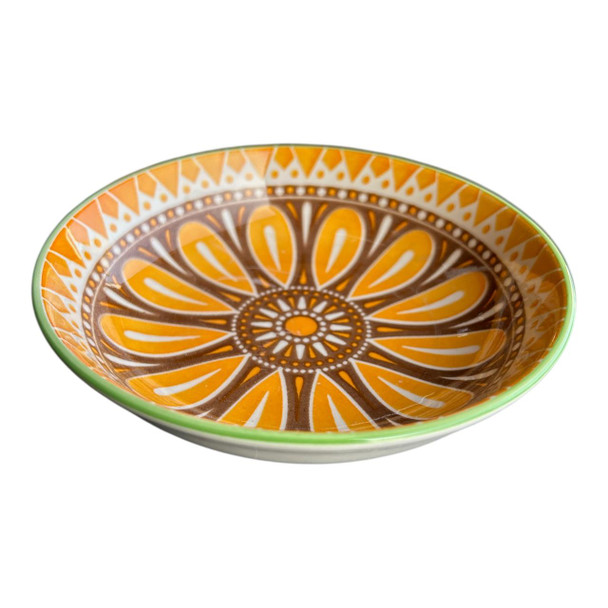 Ceramic 14cm Bowl - Orange Brown Mandala