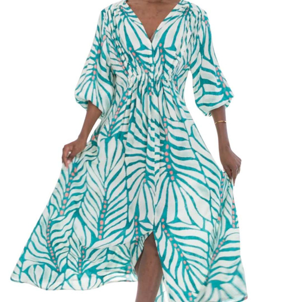 Arniston Long Dress / Blue & Pink Dots Arniston Long Dress / Blue & Pink Dots