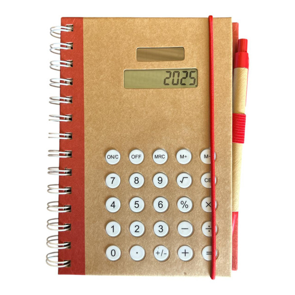 Calculater Brown Notebook - Red