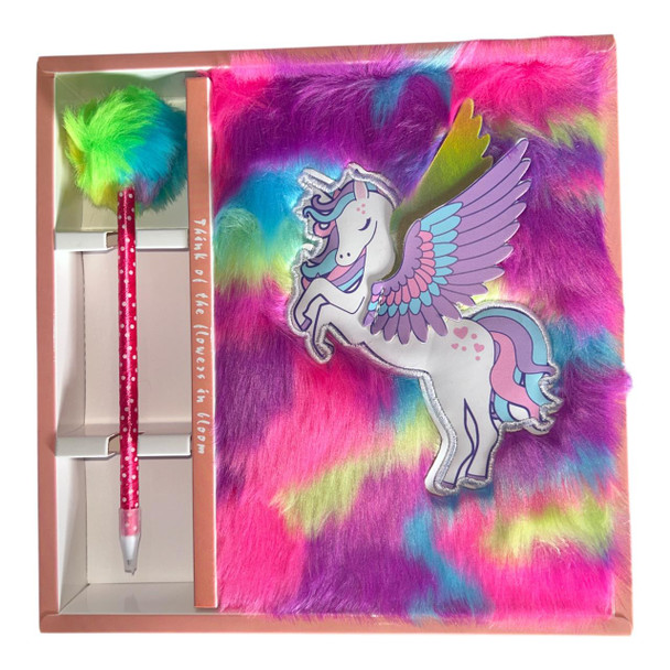 Notebook Giftset - Unicorn, Bright Rainbow Fluff