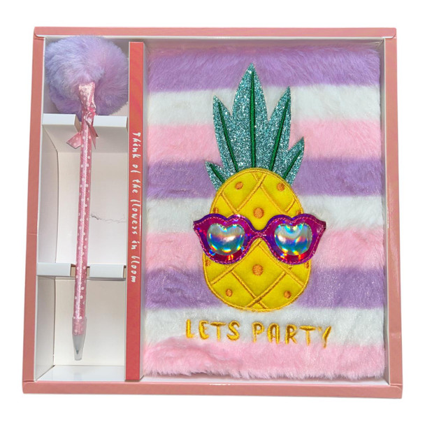 Notebook Giftset - Pineapple, Pink Purple White Stripes