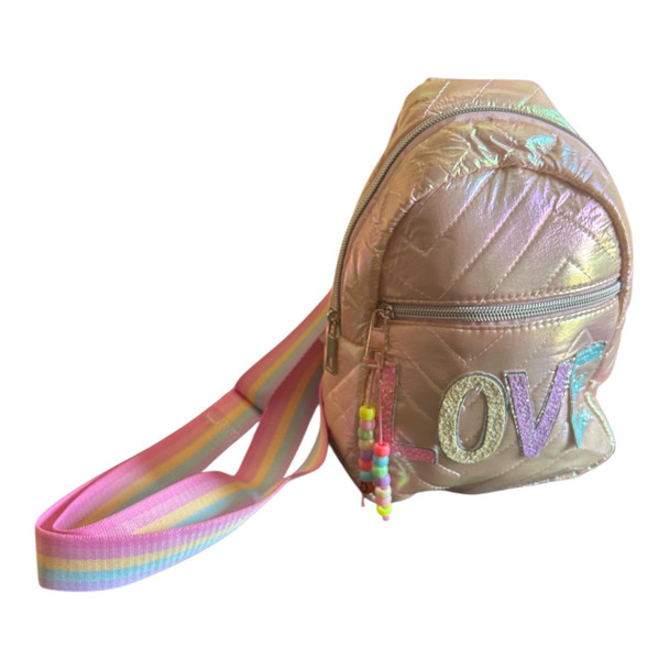 Shiny Polyester Slingbag - Pink LOVE
