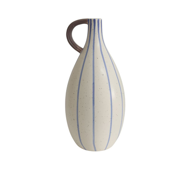 Blue Stripes Teardrop Handle Vase