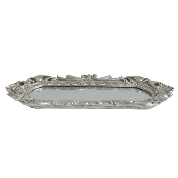 Silver Floral Elegance Mirrored Tray Silver Floral Elegance Mirrored Tray