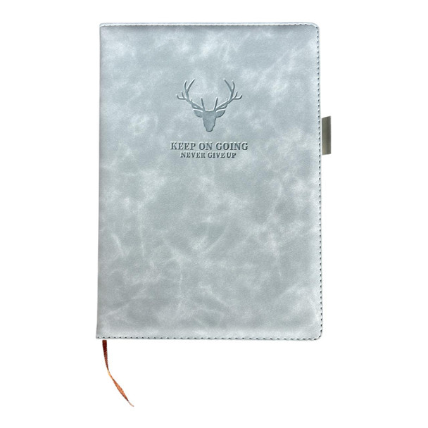 Faux Leather Notebook Deer Head - Light Blue