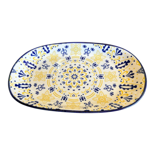 Oval Plate 23x15cm - Yellow Blue Flowers