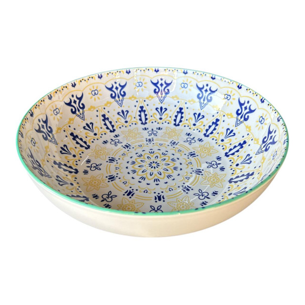 Fruit Bowl 26x8cm - Yellow Flowers Blue Flares