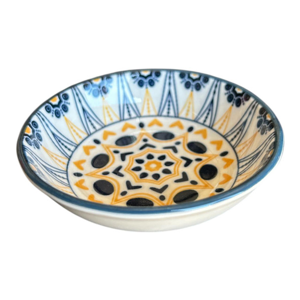 Tiny Bowl 8x2cm - Orange Hearts, Blue Lines