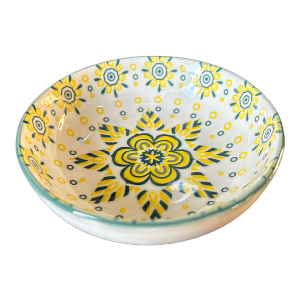 Flat Bowl 9.5cm - Yellow And Green Flowers