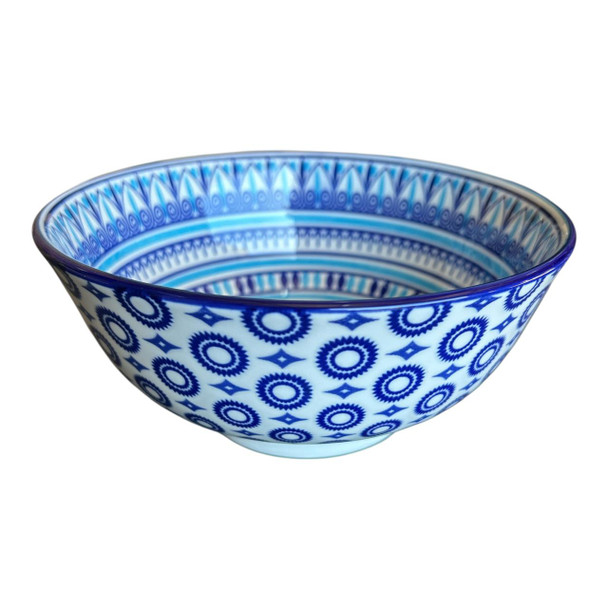 Bowl 17x8cm - Blues Lines And Circles