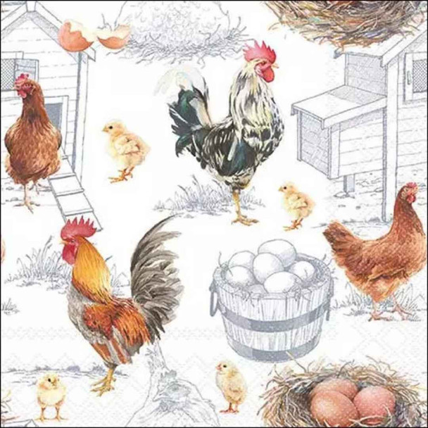Serviette - Chicken Farm (33x33cm)