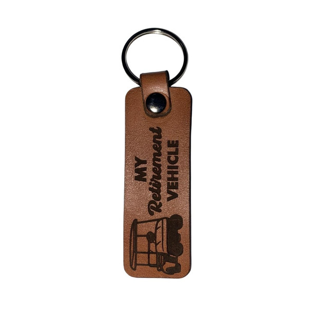 "My Retirement Vehicle" Golf Cart Leather Keyring