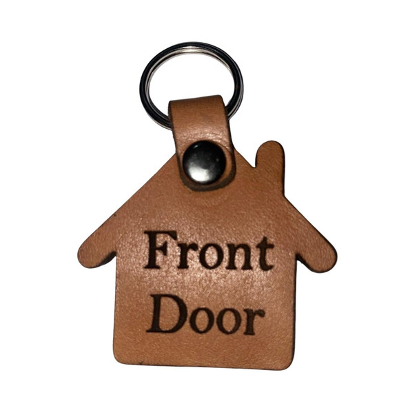 House-Shaped "Front Door" Leather Key Tag