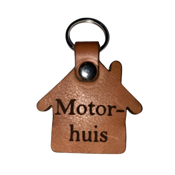 House-Shaped "Motorhuis" (Garage) Leather Key Tag