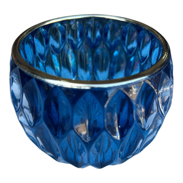 Deep Blue, Gold Rim Double Wall Glass Holder