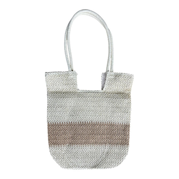 Cream With Brown Stripe Woven Tote Bag