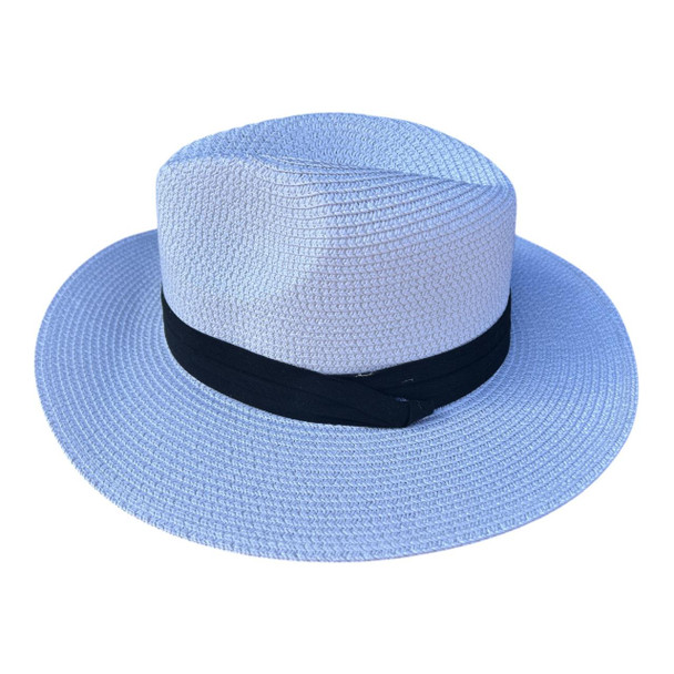 White Weaved Hat - Black Band